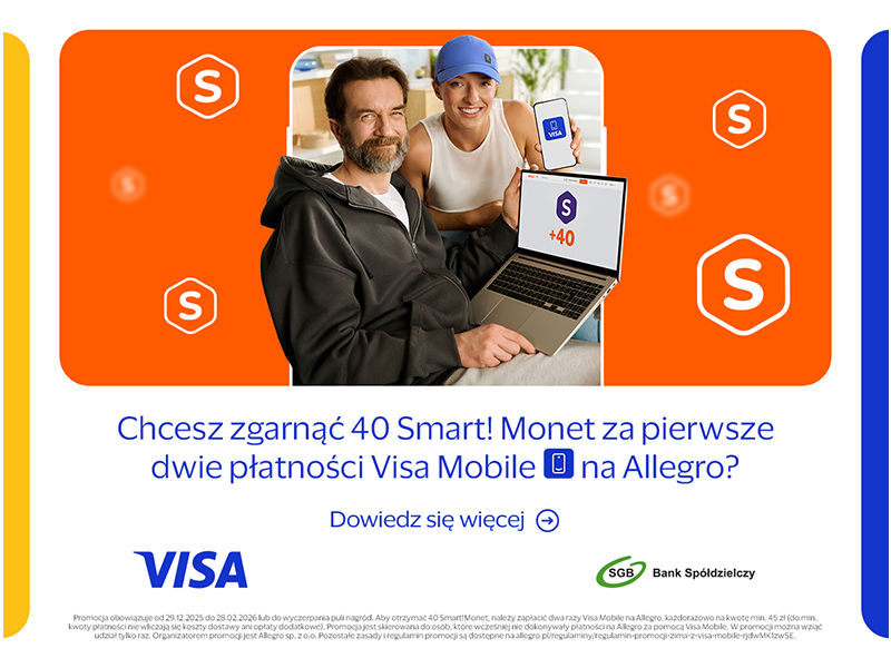 PROMOCJA!!! – Płać Visa Mobile i zgarnij 40 Smart! Monet na Allegro